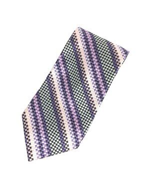 Bruno Rossi Mens Silk Neck Tie 58 L Diagonal Stripes Purple & Green
